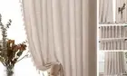 Beige Linen Textured Short Curtains 63 Inches 52"W x 63"L (Pack of 2) Oatmeal