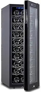 TT-YED Single Zone Wine Cellar, 10-18°C Digital Temperature Controlled Glass Door Refrigerator, Chip Cooling System, 18-30 Bottle Professional Wine Freezer, Home Bar Beverage Cooler,B