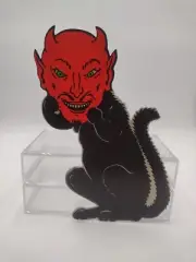 Vtg Halloween 1940s Design 2018 Remake Beistle Black Cat W/Devil Face Die Cu NOS