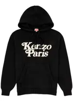 Kenzo Logo Hooded Knitted Cotton Sweatshirt - Black - M M
