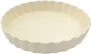 Banko Ware 06596 Oven-Safe Quiche Au Gratin Dish, Large, White Straight Line, Diameter 7.7 inches (19.5 cm), Microwave Safe, Made in Japan