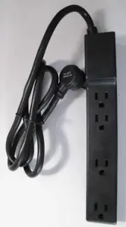 All Systems Broadband 4-Outlet Power Strip Cord Black with 4ft extension (3 PACK