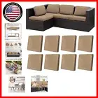 Luxurious 8-Piece Khaki Cushion Covers - Elastic & Machine Washable for Sofas