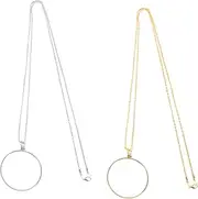GOOHOCHY 2Pcs Lightweight Reading Necklace Magnifier for Seniors Comfortable Hanging Design Practical Magnifying Pendant for Outdoor Use for Books and Crafts