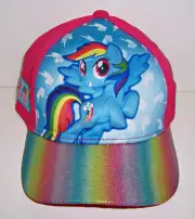 MY LITTLE PONY RAINBOW DASH Glittery 3-D POP Baseball CAP HAT Sun Visor NWT!!