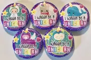 I Wanna Be A Unicorn Flatback Buttons, Crafts Cabachons Hairbows Pinbacks