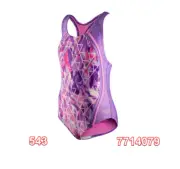 Speedo Girl's Swimsuit Printed Sport Splice One Piece Swimsuit Sweet Taro 12