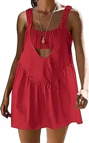 [Navonta] Womens Tennis Dress with Built in Shorts and Bra Cut Out Athletic Workout Dress Hot Shot Mini Dress 2 Piece Outfit