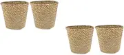MAGICLULU 2sets Trash Can Storage Basket Garbage Can Trash Cans Storage Crate Storage Baskets Trash Bin Bathroom Wastebasket Sundries Organizing Basket Mini Waste Basket Straw Green 2pcs*2
