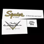 Waterslide Squier Stratocaster Custom Shop Guitar Peg head Logo Decal