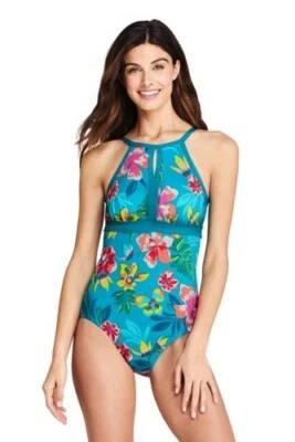 NWT Lands' End Womens Keyhole Adjustable Soft Cup One Piece 18 DD Cup $90 3e61