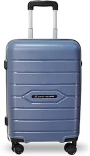 [SWISS MILITARY] Zest Luggage Bag, Textured Hard-Sided Trolley Bag, Cabin Luggage, Suitcase for Travel, Overnighter Trolley Bags| Durable ABS Body, Ergonomic 360° Rotatable Wheels, 24 inches,, Grey,