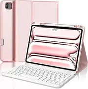 for iPad Pro 11 inch Case with Keyboard (M4) 2024 New, Magnetic Detachable Wireless Bluetooth Keyboard, Smart Folio Cover with Pencil Holder for Ipad Pro 11", Slim& Light, Auto Sleep/Wake, Pink