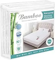 Waterproof Mattress Protector California King Size Cooling Mattress Protector Pad Cover Breathable Fitted Sheet Style Deep Pocket Soft Noiseless Mattress Protector Cal King