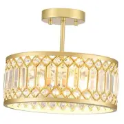 Crystal Ceiling Light Fixture, Modern Semi Flush Mount Ceiling Light, Gold