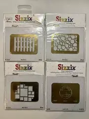 4 Sizzix Simple Impressions Embossing Folder Blocks Picket Fence Cobblestones