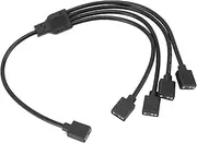 ARGB Splitter Cable, 1 to 4 Female to Female 5V 3 Pin Addressable RGB Splitter Extension Cable, ARGB LED Sync Cable for Computer Chassis CPU Cooler and 5V ARGB Fan (Black)
