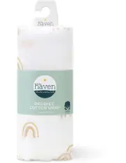 [The Peanutshell] Little Haven Brushed Cotton Rainbows Baby Wrap Blanket 100cm in