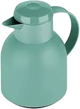 Emsa Samba F40102 Insulated Jug, 1 Litre, Plastic, Quick Press Closure, 100% Leak-Proof, 12 Hours Hot, 24 Hours Cold, Powder Green