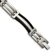 Chisel Titanium Brushed and Polished Black IP-plated 8.5 inch Bracelet TBB133