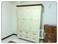 在飛比找Yahoo!奇摩拍賣優惠-雙色白色實木3門5尺衣櫥衣櫃 也有全木色鄉村風白色衣櫃大空間