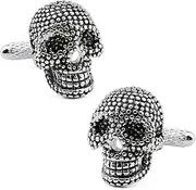 SUMA SHOP Black Skull and Studs Tuxedo Cufflinks Set - Men's Accessories for Parties and Copper, Colour: Only Cuff Links Cod. 90129