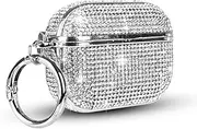 Fusicase for AirPods Pro Diamond Case Rhinestone Bling Glitter Crystal Shiny Sparkle Cute for AirPods Pro Cover for Girls Women Wireless Charging Luxury Skin for Apple AirPods 3 (2019) Silver