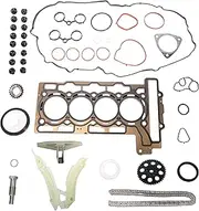 Engine Timing Chain Kit W/Sprocket and Head Gasket Set, for Mini Cooper R56 Hatchback 07-08, for Mini Cooper R55 R56 09-12, Replace# 20606049609 2146826246, 1.6L L4 DOHC Turbocharged N14B16C, N14B16A