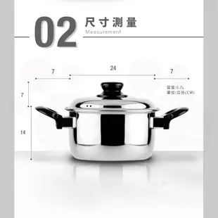 【ZEBRA 斑馬牌】Merry雙耳鍋 24cm / 5.7L(304不鏽鋼 附蓋 湯鍋 雙耳鍋)