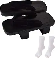 [ａ aternee] Japanese Wooden Clogs Sandals Non Slip with Tabi Socks Traditional Casual Slippers Japan Shoes for Beach Travel
