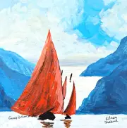 Ireland Handpainting Galway Hooker Killary Harbour Seascape Authentic Irish art