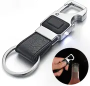LED Keychain Flashlight - Bottle Opener Function - Portable Ultra Bright Flat Torch with Key Rings Spring Carabiner for Outdoor (Batteries Included)