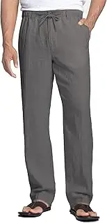 [COOFANDY] Men's Casual Linen Pants Elastic Waist Drawstring Beach Summer Pants Lightweight Linen Trousers