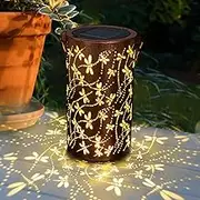 Solar Lanterns Outdoor, ZHJLIXU Hanging Lantern Lights Waterproof, Dragonfly Hollowed-Out Metal Solar Powered LED Garden Light - Delicate Garden Decor for Patio, Yard, Pathway, Landscape