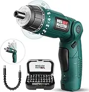 NEU MASTER Cordless Screwdriver, 4V Electric Screwdriver Rechargeable Power Screwdriver With Pivoting Handle, Front And Rear LED light, 32pcs Bits, 6+1 Torque Setting, 2000 mAh Battery Screwdriver