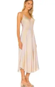 Vince M Slip Dress Midi Satin Rainbow Whimsical Romantic Spaghetti Strap NEW
