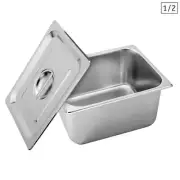 NNEAGS GN Pan Full Size 1/2 GN Pan 20cm Deep Stainless Steel Tray With Lid