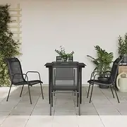 VRAXO 5 Piece Garden Dining Set Black Steel and Textilene -31.05KG,3200683