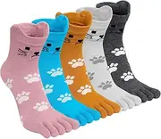 [ZFSOCK] Women's Cotton Toe Socks with Funny Animal Pattern, Colourful Five Finger Socks, Running Socks with Toes, Single, Breathable Toe Socks, Work Sports, EU 36-41, 5 Pairs