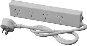 HPM STANDARD 4-OUTLET POWERBOARD Safety Overload Protection, Side Entry Plug