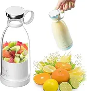 BBASILIYSD Personal Size Blender, Fresh Juice Mini Fast Portable Blender, Portable Smoothie Blender USB Rechargeable, Electric Juicer Cup with 4 Blades (White)