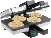 CucinaPro Piccolo Pizzelle Baker - Electric Press Makes 4 Mini Black, Silver