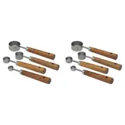 8pc Ecology Provisions Stainless Steel Measuring Spoons Set Wooden Handle