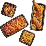 [Lurch] FlexiForm 85043 FlexiForm 4 Casserole Dishes/Baking Dishes in Sizes 11 x 11 x 3 cm and 11 x 24 x 3 cm Premium Platinum Silicone Brown