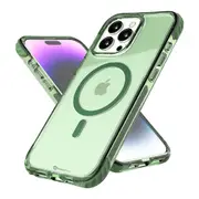 iPhone 15 Pro Transparent Drop-Resistant Case Cover - Strong Build, MagSafe Compatible, Scratch Protection, Shock Absorption - Clear Green
