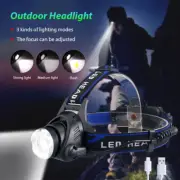 LED Head Torch Headlamp Zoom USB Rechargeable Headlight Super Bright 3 Modes
