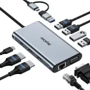 USB C Docking Station Dual Monitor,9 in 1 USB A 3.0 / USB C Laptop Docking St...