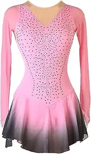 [Zagitova] Ice Figure Skating Dress for Girls Gradient Women Breathable Competition Dance Outfits with Shiny Rhinestone