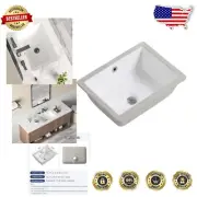 Durable 16in White Ceramic Vessel Sink – Rectangular Undermount with Overflow
