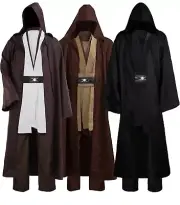 Tunic Costume Men's Cloak Hooded Robe Full Set Halloween Large Black